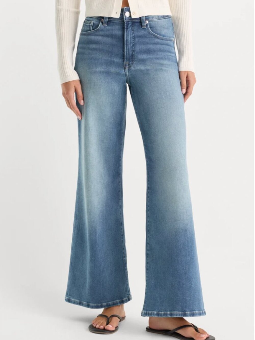 Good American Soft Tech Good Waist Palazzo Ankle Jeans